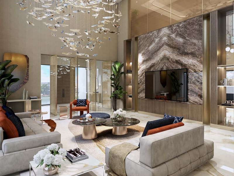 A villa living room at DAMAC Islands, conceptual image